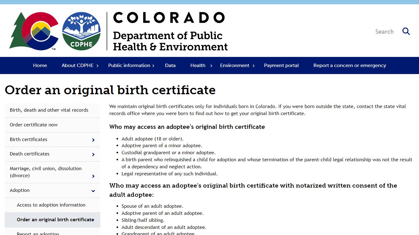 Order an original birth certificate | Department of Public Health ...